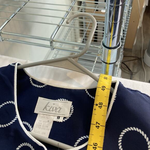 Vintage Kiva Women's Blue Circle Mod Print Midi Shirtdress Size 8 Secretary Prim - Picture 3 of 10